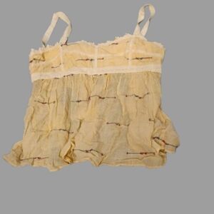 New Romantics Yellow Babydoll Open Back Tie Top Sz M